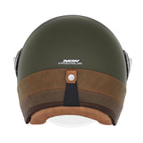 CASQUE JET NOX HERITAGE CUIR ET KAKI MAT