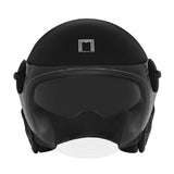 CASQUE JET NOX HERITAGE CUIR ET NOIR MAT