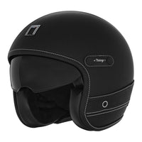 CASQUE JET NOX HERITAGE CUIR ET NOIR MAT