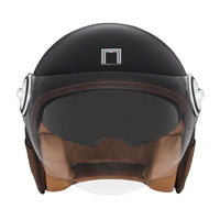 CASQUE JET NOX HERITAGE CUIR ET NOIR MAT