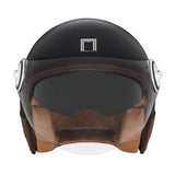CASQUE JET NOX HERITAGE CUIR ET NOIR MAT