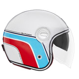 CASQUE JET NOX HERITAGE LINE BLANC BLEU ROUGE