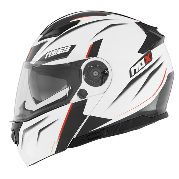 CASQUE MODULABLE NOX 965 SUPRA BLANC ROUGE